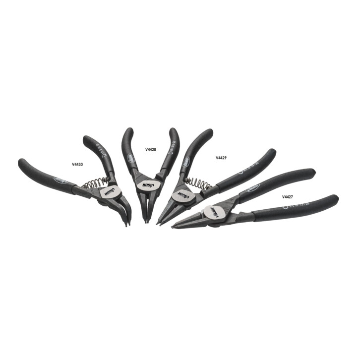 VIGOR Jeu de pinces pour anneaux de sécurité, 140 mm V4441, 4 outils