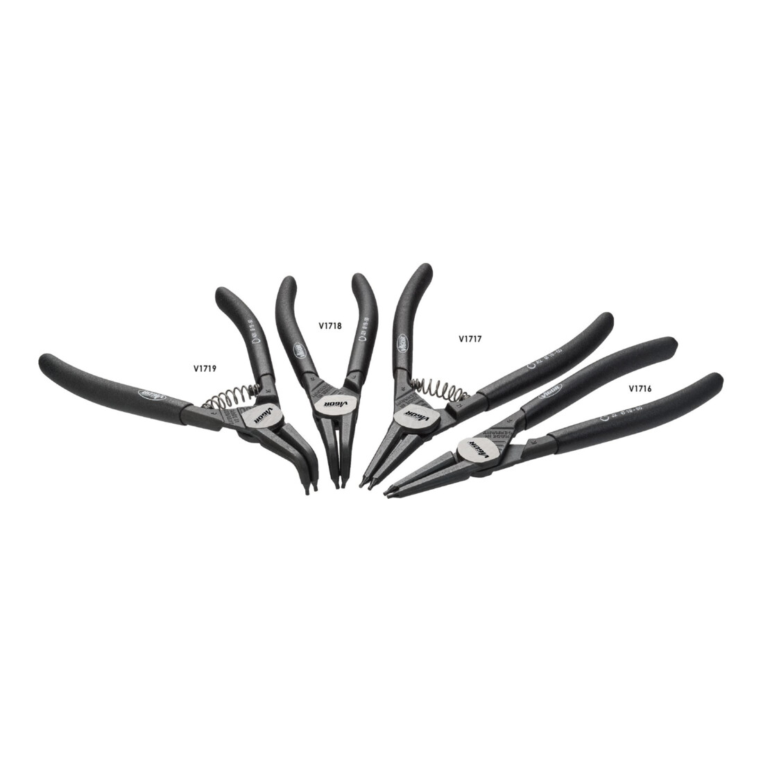 VIGOR Jeu de pinces pour circlips, 180 mm V4442, 4 outils