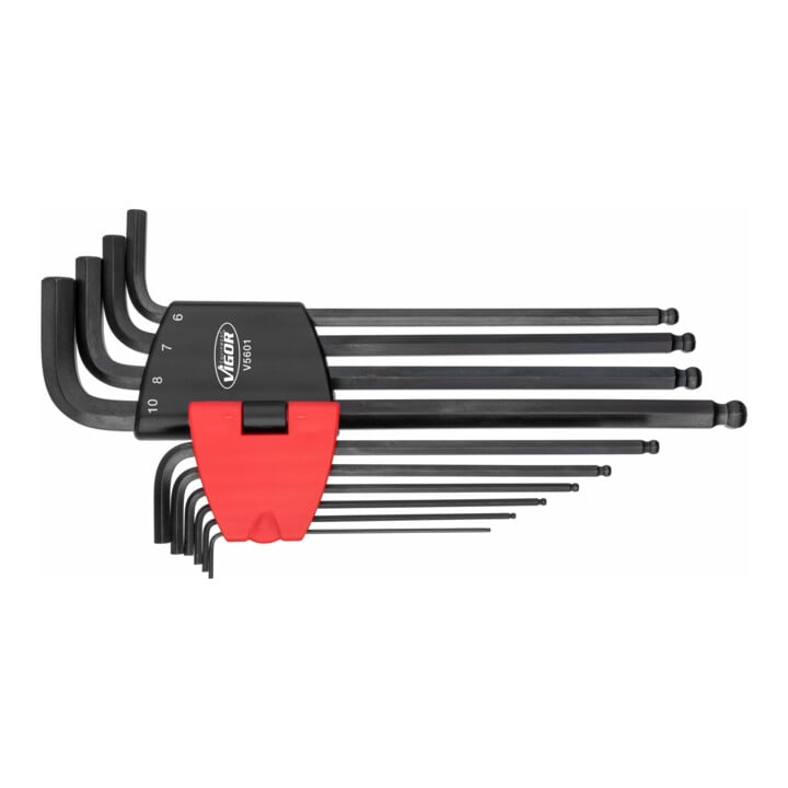 VIGOR Jeu de tournevis d'angle V5601 ∙ Profil hexagonal intérieur ∙ 10 outils