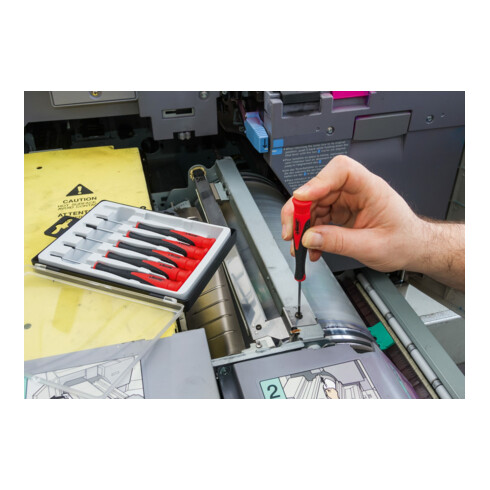 VIGOR Set de tournevis électroniques en boîte plastique V4303, 6 pièces, fente et cruciforme PH 1,6 2 2,4 3 mm PH 00 PH 0