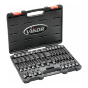 VIGOR Jeu d’embouts tournevis 3/8" à six pans creux intérieur V6019, carré intérieur 10