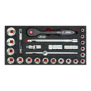 VIGOR Jeu d'outils à douilles V4975 10 – 32 25
