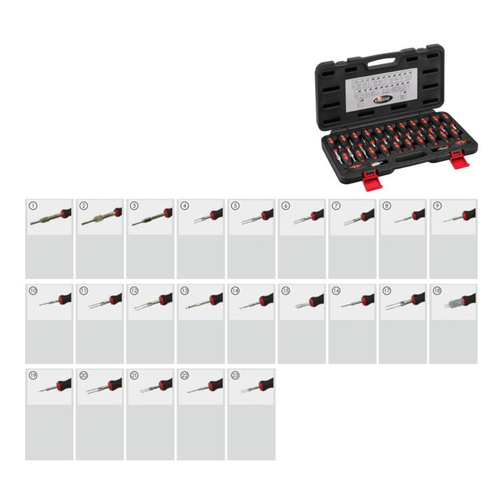 VIGOR Jeu d'outils de déverrouillage de câbles V4451, 23 pièces
