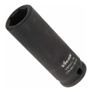 VIGOR Kraft Steckschlüssel Einsatz V5550L-18 Vierkant hohl 12,5 mm (1/2 Zoll) Außen-Sechskant Profil 18