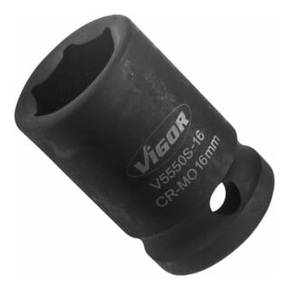 VIGOR Kraft Steckschlüssel Einsatz V5550S-16 Vierkant hohl 12,5 mm (1/2 Zoll) Außen-Sechskant Profil 16