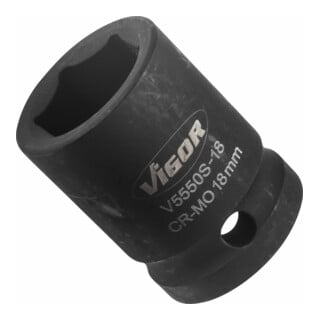 VIGOR Kraft Steckschlüssel Einsatz V5550S-18 Vierkant hohl 12,5 mm (1/2 Zoll) Außen-Sechskant Profil 18