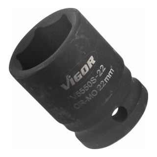 VIGOR Kraft Steckschlüssel Einsatz V5550S-22 Vierkant hohl 12,5 mm (1/2 Zoll) Außen-Sechskant Profil 22