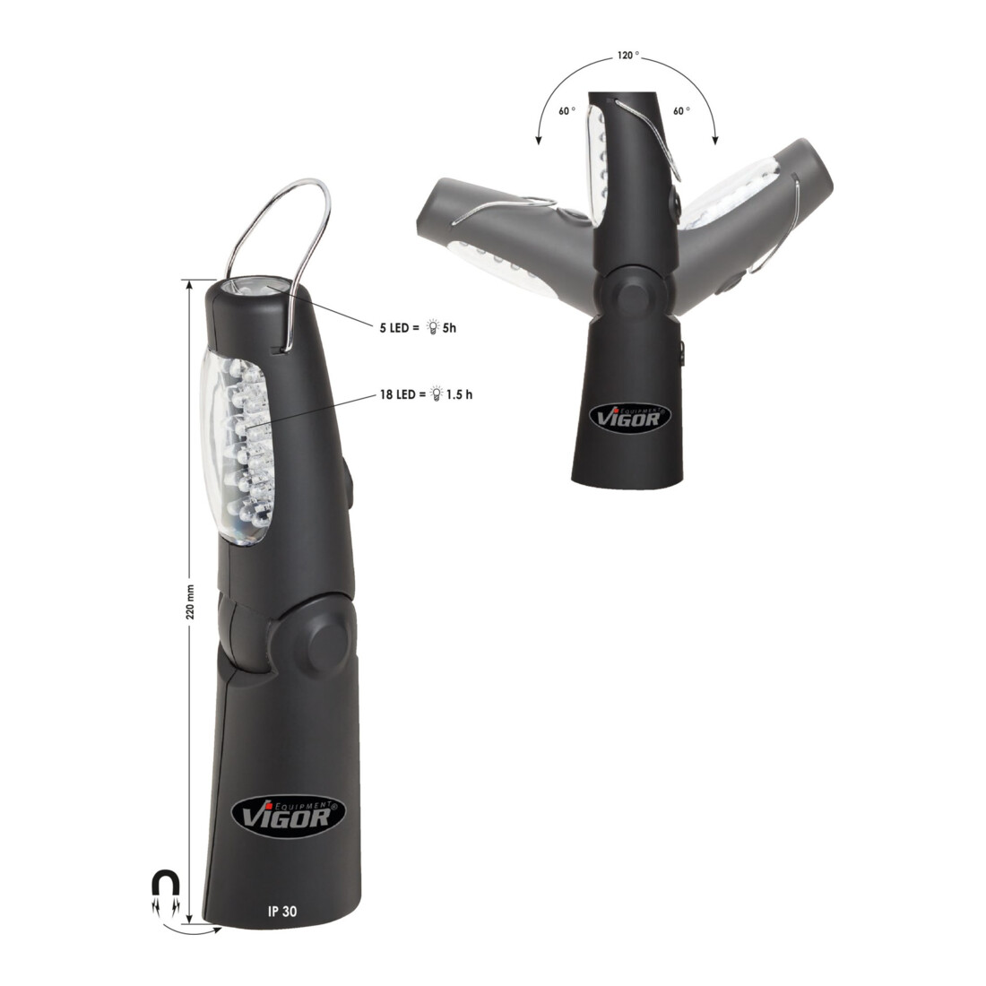 VIGOR LED Knicklampe V2316 220 mm