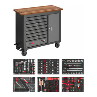 VIGOR Mobile Werkbank SeriesL, mit Sortiment, V5154, 375-teilig