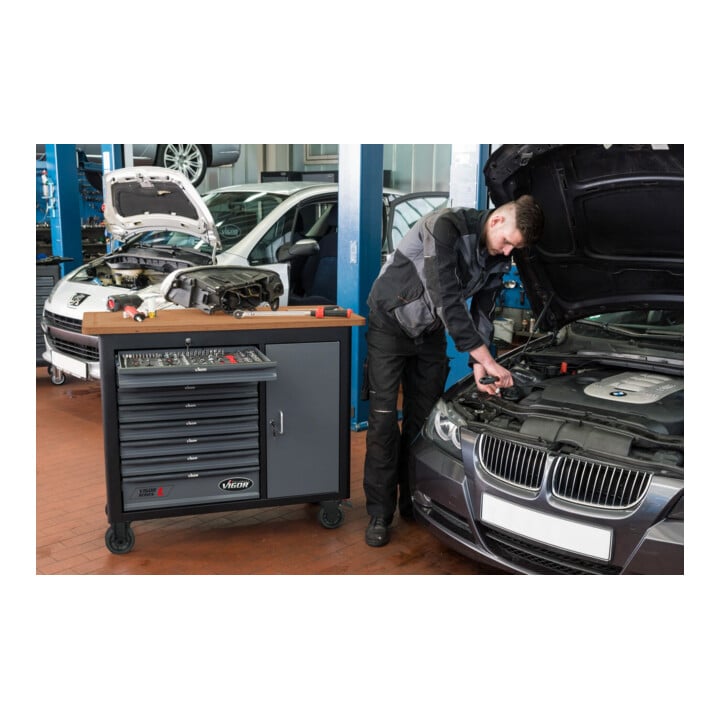 VIGOR Mobile Werkbank SeriesL, mit Sortiment, V5154, 375-teilig