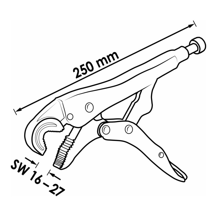 VIGOR Pince à molette V3739 16-27 Longueur totale : 250 mm