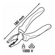 VIGOR Pince combinée VDE V2628 Longueur totale : 180 mm-2
