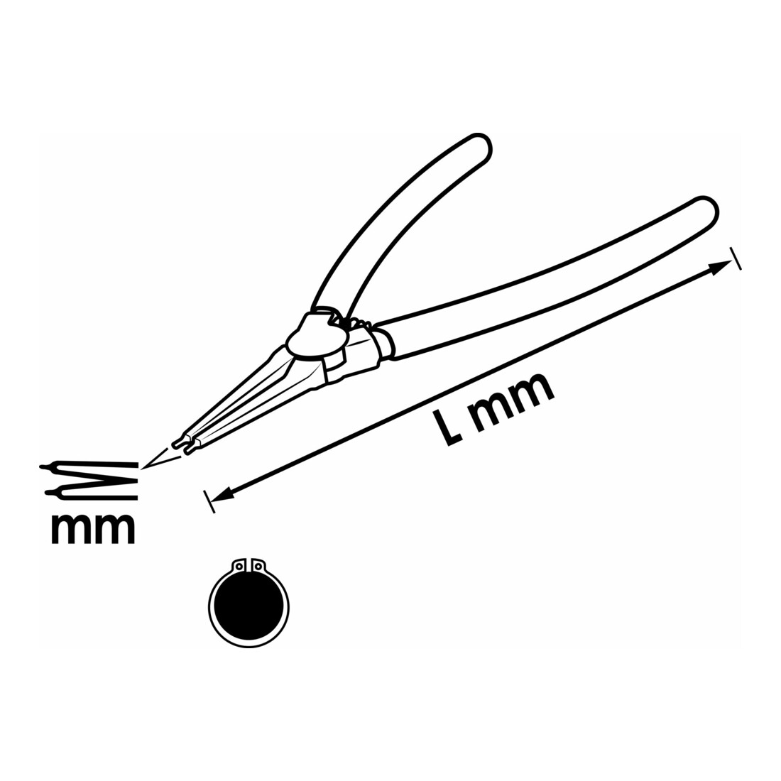Pince VIGOR pour circlips longueur totale 180 mm