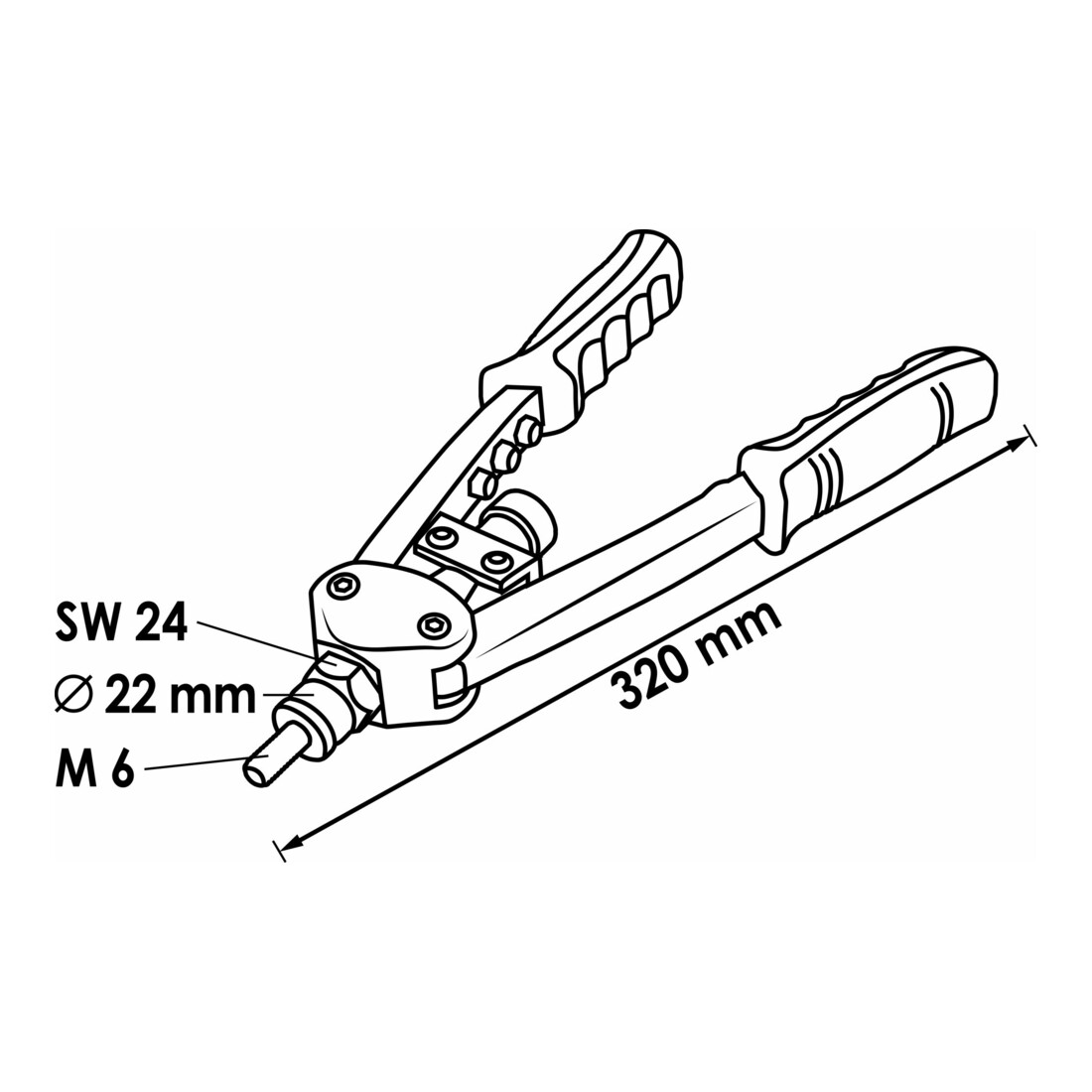 VIGOR Pinza universale per rivetti ciechi e dadi per rivetti V3735 320mm
