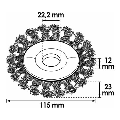 VIGOR Scheibenbürste für Winkelschleifer 115 mm gezopft V6804