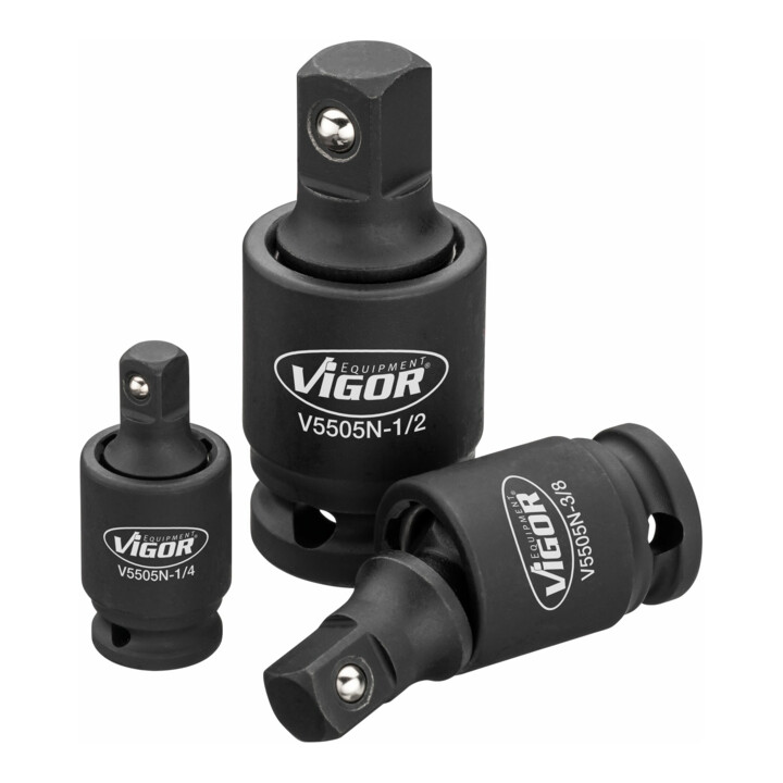 VIGOR Schlagschrauber Gelenkstück Satz, V5505N, 1/4 Zoll (6,3 mm) Vierkant, 3/8 Zoll (10 mm) Vierkant, 1/2 Zoll (12,5 mm) Vierkant, 1/4 Zoll (6,3 mm) Vierkant, 3/8 Zoll (10 mm) Vierkant, 1/2 Zoll (12,5 mm) Vierkant, 3-teilig