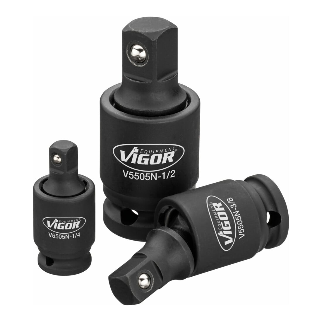 VIGOR Schlagschrauber Gelenkstück Satz, V5505N, 1/4 Zoll (6,3 mm) Vierkant, 3/8 Zoll (10 mm) Vierkant, 1/2 Zoll (12,5 mm) Vierkant, 1/4 Zoll (6,3 mm) Vierkant, 3/8 Zoll (10 mm) Vierkant, 1/2 Zoll (12,5 mm) Vierkant, 3-teilig