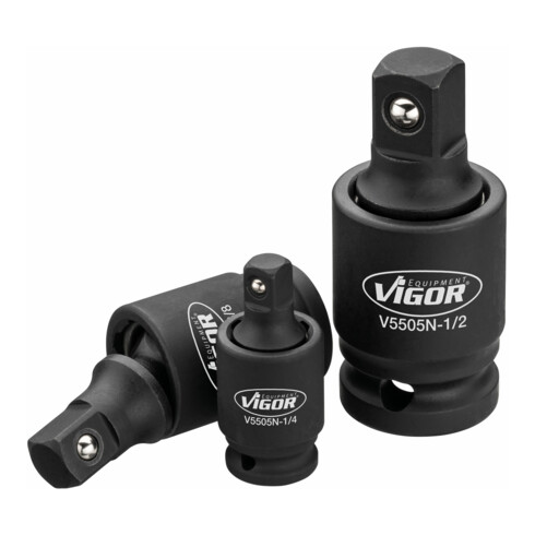 VIGOR Schlagschrauber Gelenkstück Satz, V5505N, 1/4 Zoll (6,3 mm) Vierkant, 3/8 Zoll (10 mm) Vierkant, 1/2 Zoll (12,5 mm) Vierkant, 1/4 Zoll (6,3 mm) Vierkant, 3/8 Zoll (10 mm) Vierkant, 1/2 Zoll (12,5 mm) Vierkant, 3-teilig