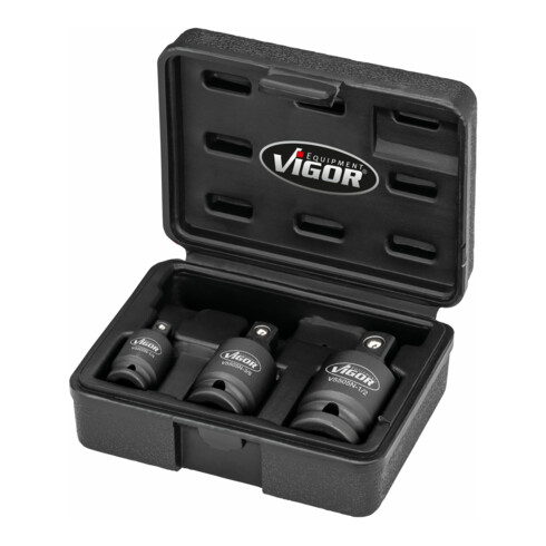VIGOR Schlagschrauber Gelenkstück Satz, V5505N, 1/4 Zoll (6,3 mm) Vierkant, 3/8 Zoll (10 mm) Vierkant, 1/2 Zoll (12,5 mm) Vierkant, 1/4 Zoll (6,3 mm) Vierkant, 3/8 Zoll (10 mm) Vierkant, 1/2 Zoll (12,5 mm) Vierkant, 3-teilig