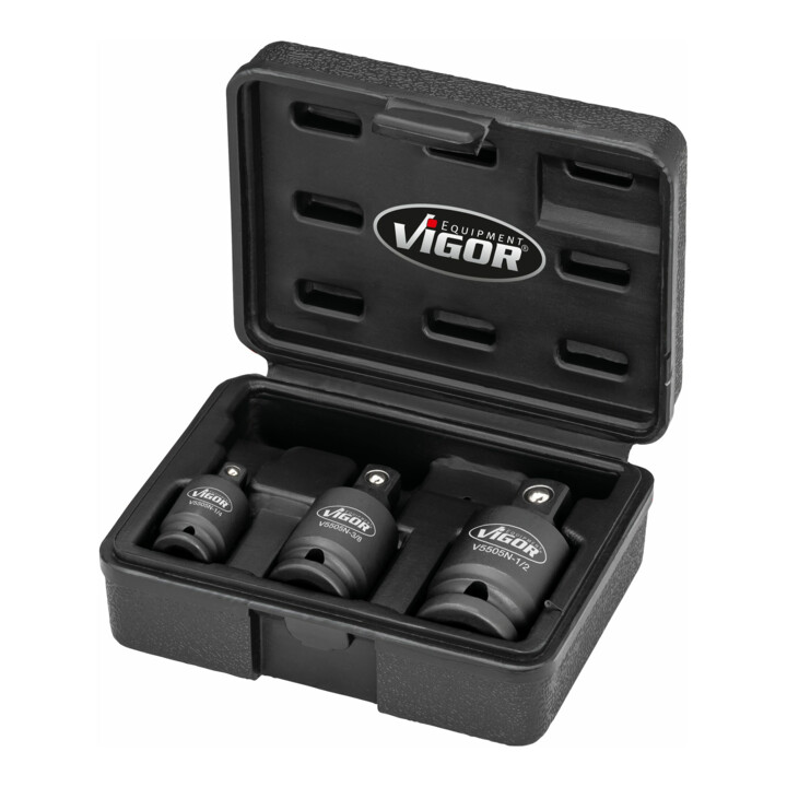 VIGOR Schlagschrauber Gelenkstück Satz, V5505N, 1/4 Zoll (6,3 mm) Vierkant, 3/8 Zoll (10 mm) Vierkant, 1/2 Zoll (12,5 mm) Vierkant, 1/4 Zoll (6,3 mm) Vierkant, 3/8 Zoll (10 mm) Vierkant, 1/2 Zoll (12,5 mm) Vierkant, 3-teilig