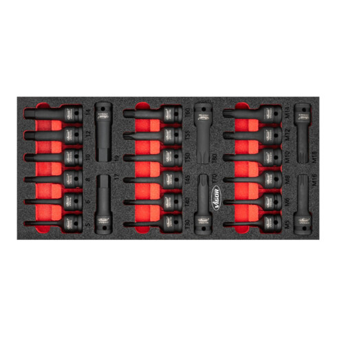 VIGOR Schlagschrauber Schraubendreher-Einsatz Satz, V5603, 24-teilig, 5 – 19 mm, M5 – M18, T30 – T80