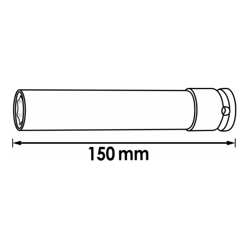 VIGOR Schlagschrauber-Steckschlüssel-Einsatz SW 17, 150 mm V5930 ∙ Vierkant hohl 12,5 mm (1/2 Zoll) ∙ Außen-Sechskant Profil ∙ 17 ∙ Gesamtlänge: 150 mm