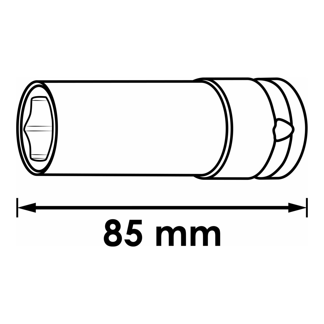 VIGOR Schlagschrauber Steckschlüsseleinsatz, TESLA, V6311, 1/2 Zoll (12,5 mm) Vierkant, Außen Sechskant Profil, SW 22,2 mm
