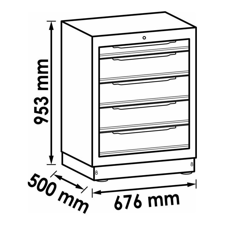 VIGOR Schubladen-Unterschrank 3 Schubladen 861 mm V6000-030XL