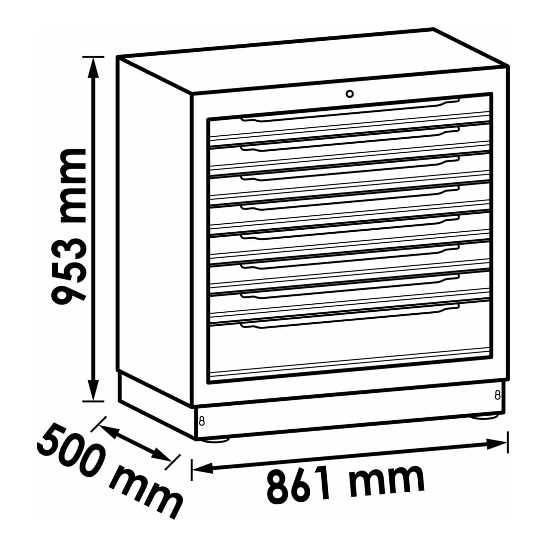 VIGOR Schubladen-Unterschrank 8 Schubladen 861 mm V6000-032XL
