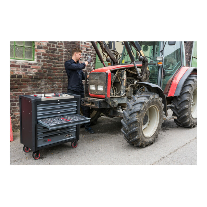 VIGOR Servante d'atelier séries XL plateau de travail en acier inoxydable avec assortiment