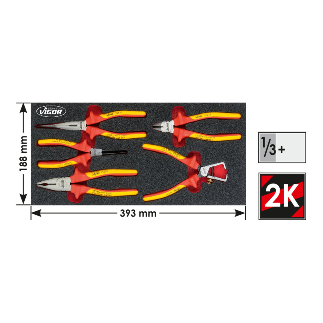 VIGOR Set de pinces VDE V5015, 5 outils