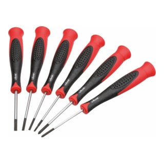 VIGOR Set de tournevis électroniques en boîte plastique V4303, 6 pièces, fente et cruciforme PH 1,6 2 2,4 3 mm PH 00 PH 0