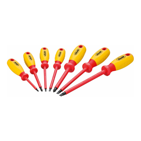 VIGOR Set de tournevis VDE V2027, fente et Phillips PH 0,5 x 3 – 1,2 x 6,5 PH0 – PH2, 7 pièces