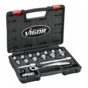 VIGOR Set di chiavi a bussola quadro interno di manovra 10 = 3/8", esecuzione superpiatta V6202, 18pz.-1
