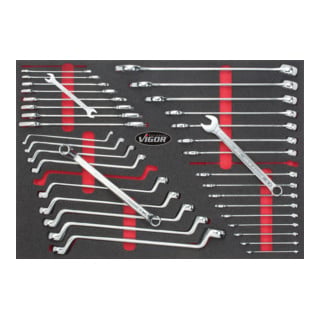 VIGOR Set di chiavi poligonali doppie, chiavi a forchetta doppie e chiavi combinate V6643, 36pz.
