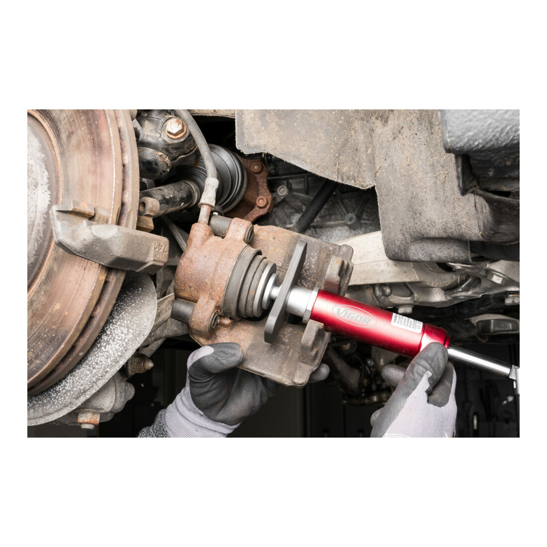 VIGOR Set di utensili pneumatici di richiamo di pistoncini del freno V1711N