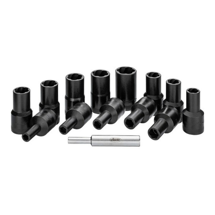 VIGOR Spiralnutenausdreher-Einsatz Satz, V2404N, 1/2 Zoll (12,5 mm) Vierkant, Außen Schraubenausdreher Profil, 6 – 19 mm