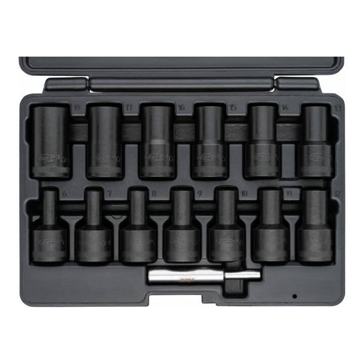 VIGOR Spiralnutenausdreher-Einsatz Satz, V2404N, 1/2 Zoll (12,5 mm) Vierkant, Außen Schraubenausdreher Profil, 6 – 19 mm