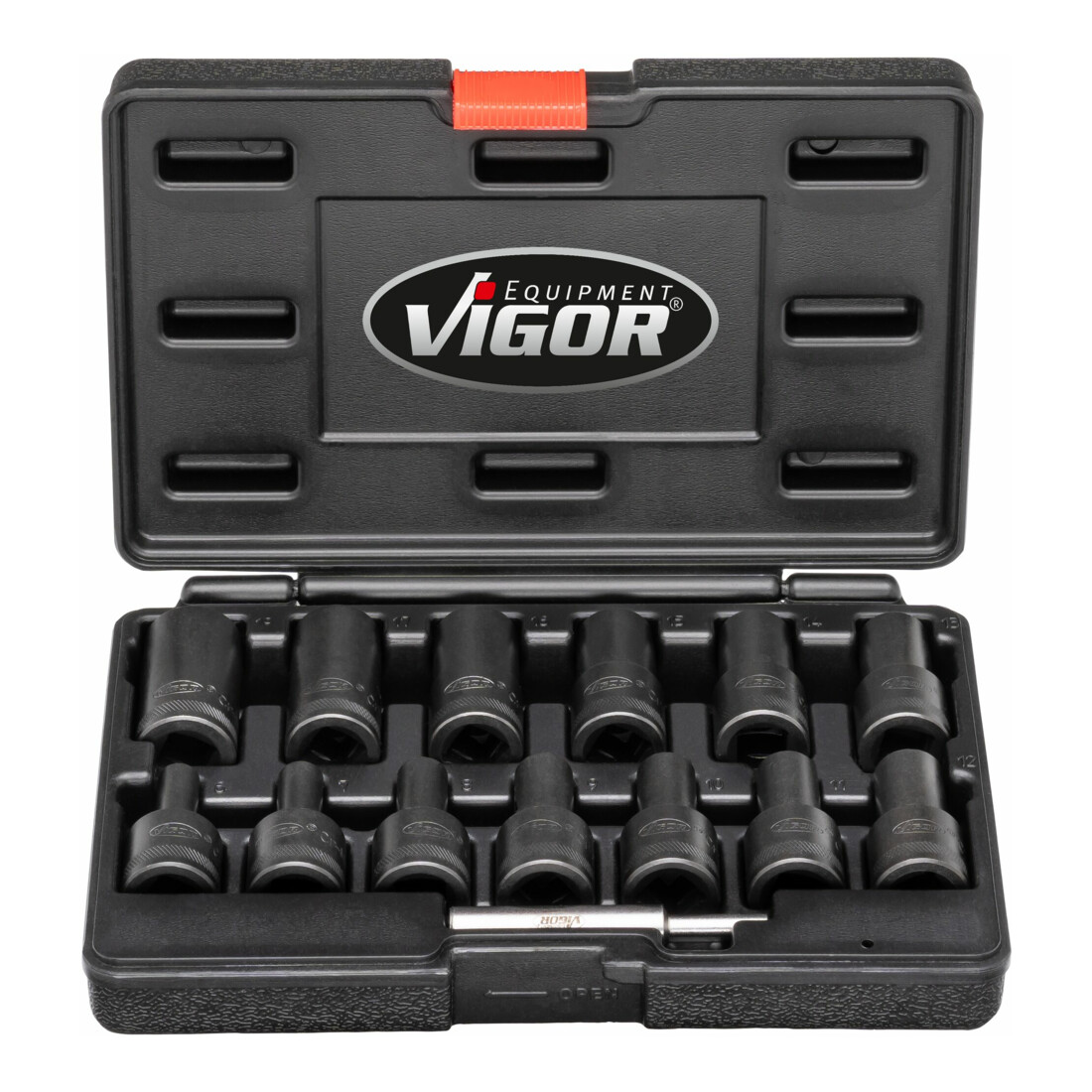 VIGOR Spiralnutenausdreher-Einsatz Satz, V2404N, 1/2 Zoll (12,5 mm) Vierkant, Außen Schraubenausdreher Profil, 6 – 19 mm