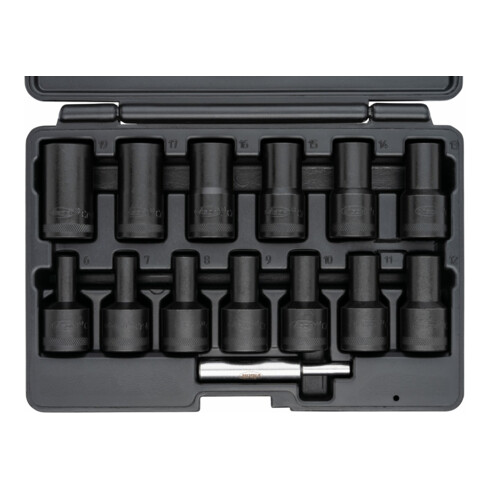 VIGOR Spiralnutenausdreher-Einsatz Satz, V2404N, 1/2 Zoll (12,5 mm) Vierkant, Außen Schraubenausdreher Profil, 6 – 19 mm