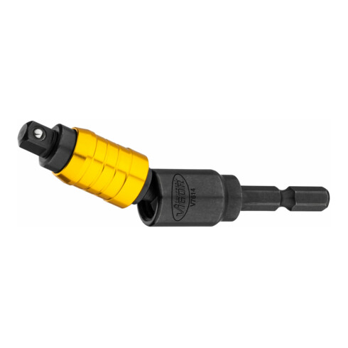 VIGOR Steckschlüssel Adapter, mit Gelenk, V7614, 1/4 Zoll (6,3 mm) Sechskant 1/4 Zoll (6,3 mm) Vierkant, 16 mm