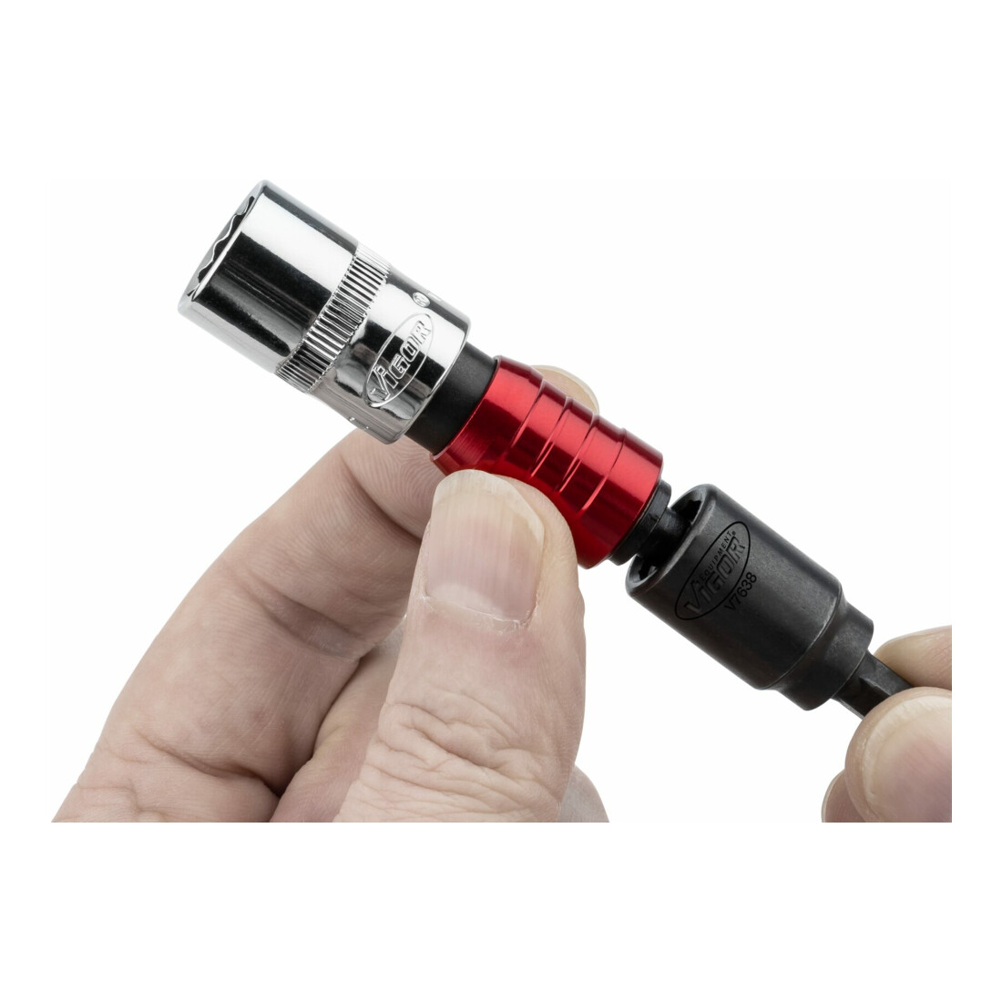VIGOR Steckschlüssel Adapter, mit Gelenk, V7614, 1/4 Zoll (6,3 mm) Sechskant 1/4 Zoll (6,3 mm) Vierkant, 16 mm