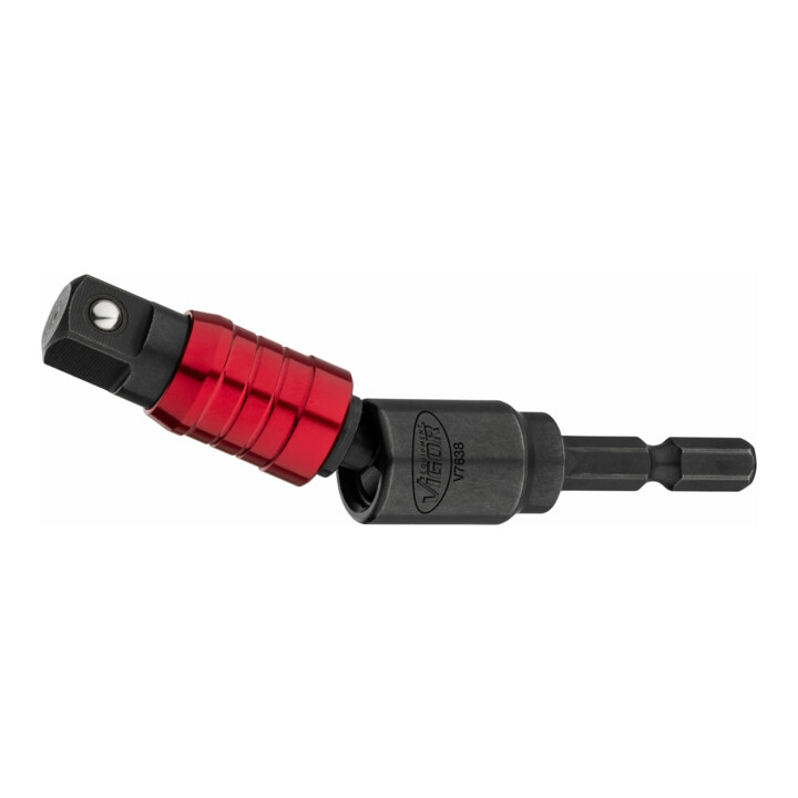 VIGOR Steckschlüssel Adapter, mit Gelenk, V7638, 1/4 Zoll (6,3 mm) Sechskant 3/8 Zoll (10 mm) Vierkant, 16 mm