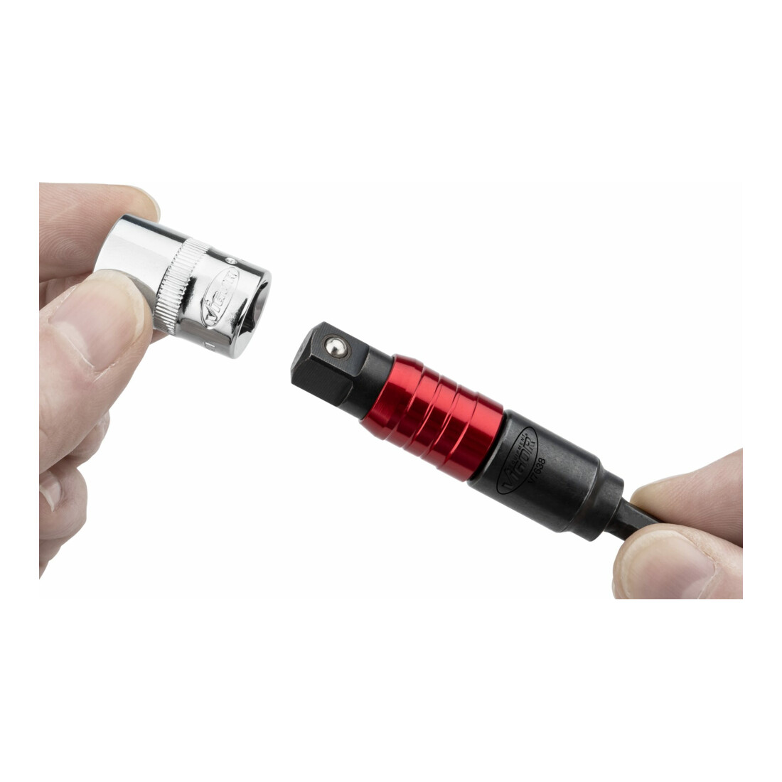 VIGOR Steckschlüssel Adapter, mit Gelenk, V7638, 1/4 Zoll (6,3 mm) Sechskant 3/8 Zoll (10 mm) Vierkant, 16 mm