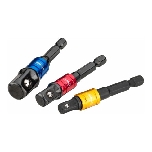 VIGOR Steckschlüssel Adapter Satz, V7603/3, 1/4 Zoll (6,3 mm) Sechskant 1/4 Zoll (6,3 mm) Vierkant, 3/8 Zoll (10 mm) Vierkant, 1/2 Zoll (12,5 mm) Vierkant, 3-teilig