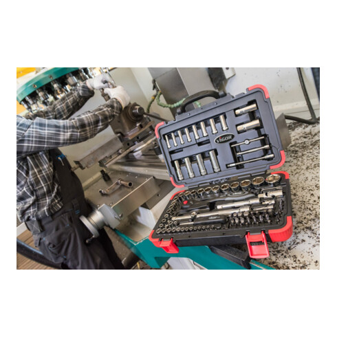 VIGOR Steckschlüssel-Satz V1706N ∙ Vierkant hohl 6,3 mm (1/4 Zoll), Vierkant hohl 12,5 mm (1/2 Zoll) ∙ Außen-Sechskant Profil, Innen TORX® Profil, Kreuzschlitz Profil PH, Schlitz Profil, Pozidriv Profil PZ, Inn