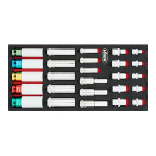 VIGOR Steckschlüssel Satz, V7323, 26-teilig, 10–22 · E10–E22