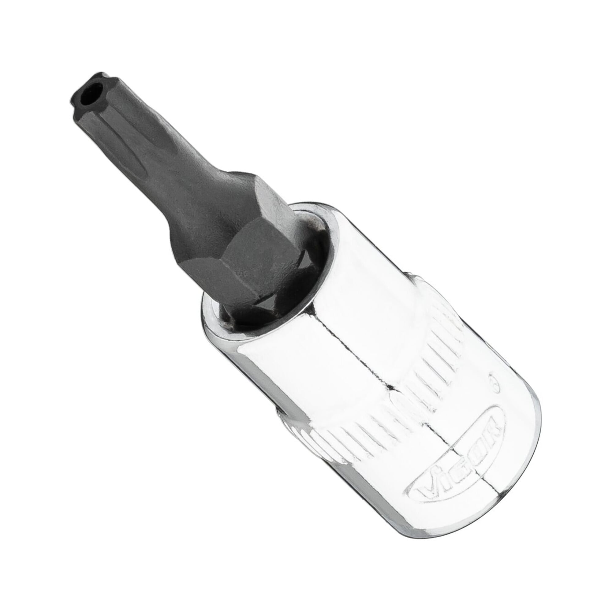 VIGOR T+ Schraubendreher-Einsatz, V7037-IPR20, 1/4 Zoll (6,3 mm) Vierkant, Innen 5-Stern Profil mit Zapfen, SW T20+H