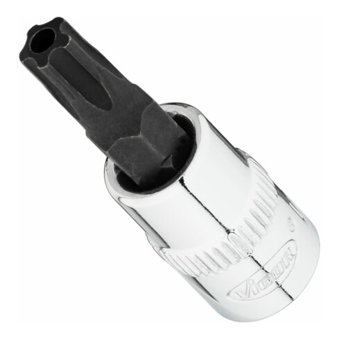 VIGOR T+ Schraubendreher-Einsatz, V7037-IPR30, 1/4 Zoll (6,3 mm) Vierkant, Innen 5-Stern Profil mit Zapfen, SW T30+H