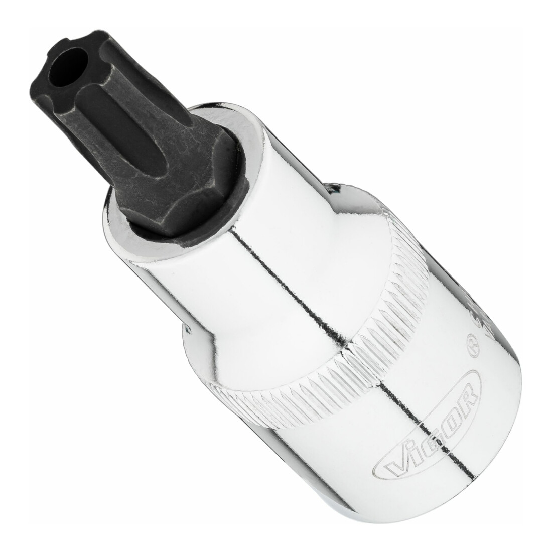 VIGOR T+ Schraubendreher-Einsatz, V7055-IPR40, 1/2 Zoll (12,5 mm) Vierkant, Innen 5-Stern Profil mit Zapfen, SW T40+H